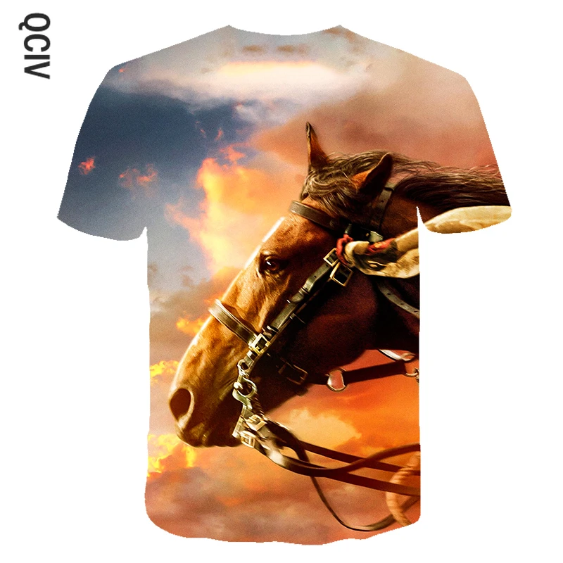 

3 To 14 Kids t shirt The Running Horse 3D print t-shirt boys girls short sleeve tshirt Animal Horse t shirts children clothes