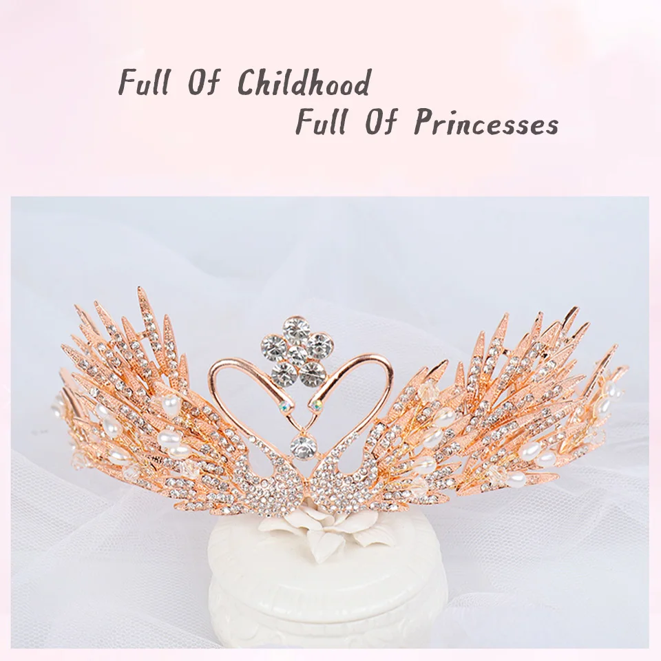 Лебедь Серебряный Цвет Кристалл Свадебная Корона тиара невесты повязки Новый