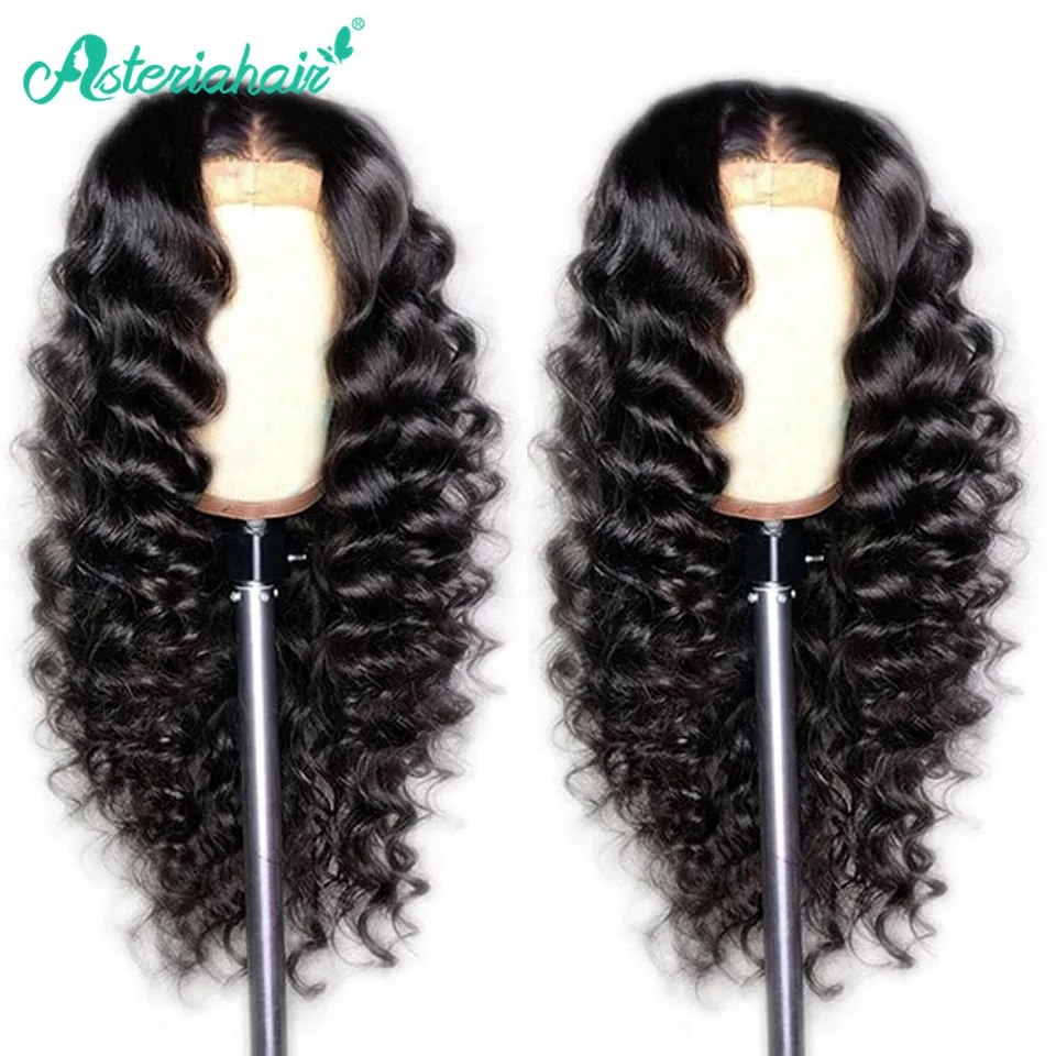 Астерия водная волна 5x5 кружева закрытие волос парики для чернокожих Для женщин