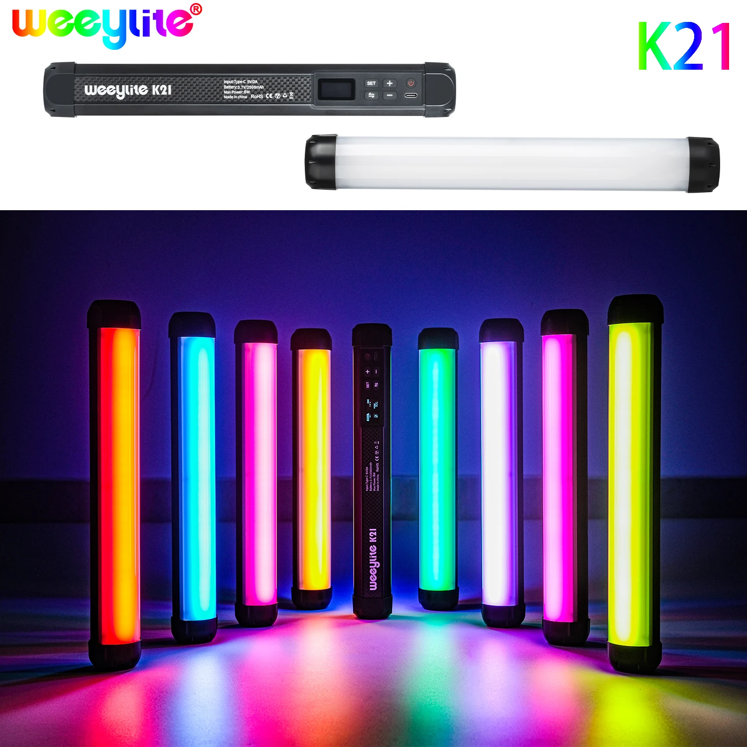 

Weeylite K21 8 Вт RGB полный Цвет светодиодный палка для заполнения светильник ручной 2500K ~ 8500K светодиодный вспышка светильник палка скорость свети...