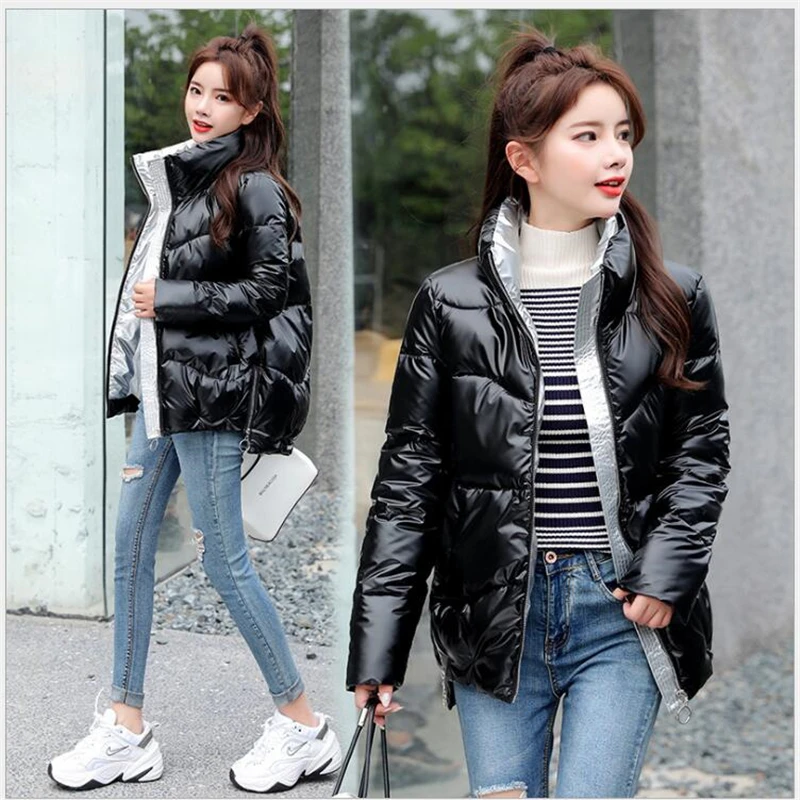 

Women's Glossy Waterproof Jacket Parka Winter 2020 Windproof Warm Female Jackets Cotton Padded Parkas Fashion Women Coat G697