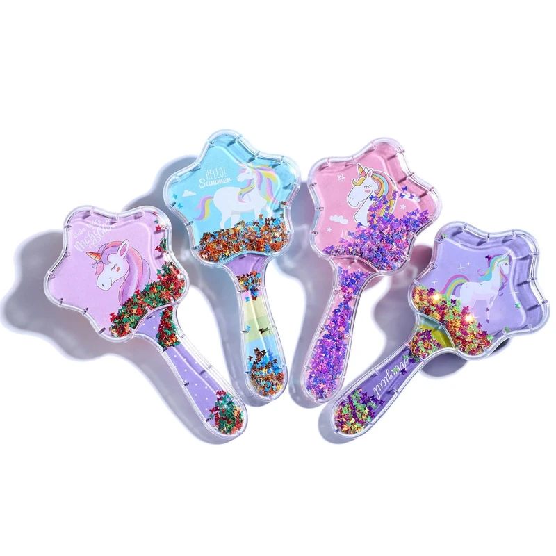 Щетка для волос с мультяшным единорогом девочек Расческа воздушной подушкой в