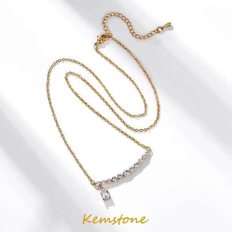 

Kemstone Smile Water Drop Crystal Gold Plated Female Pendant Necklace Jewelry Gift for Women