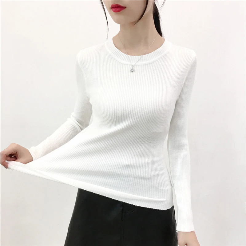 Свитер женский хлопковый с круглым вырезом Осень-зима 2021 | Женская одежда