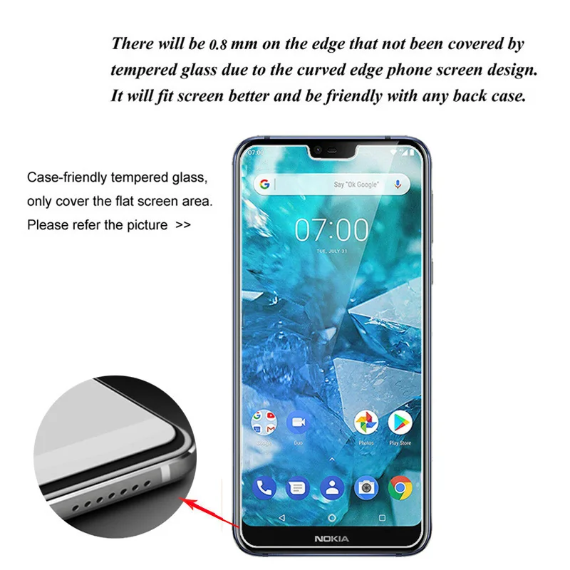 Закаленное стекло для Nokia 7 1 защитное 9H 0 26 мм 3 шт. | Мобильные телефоны и