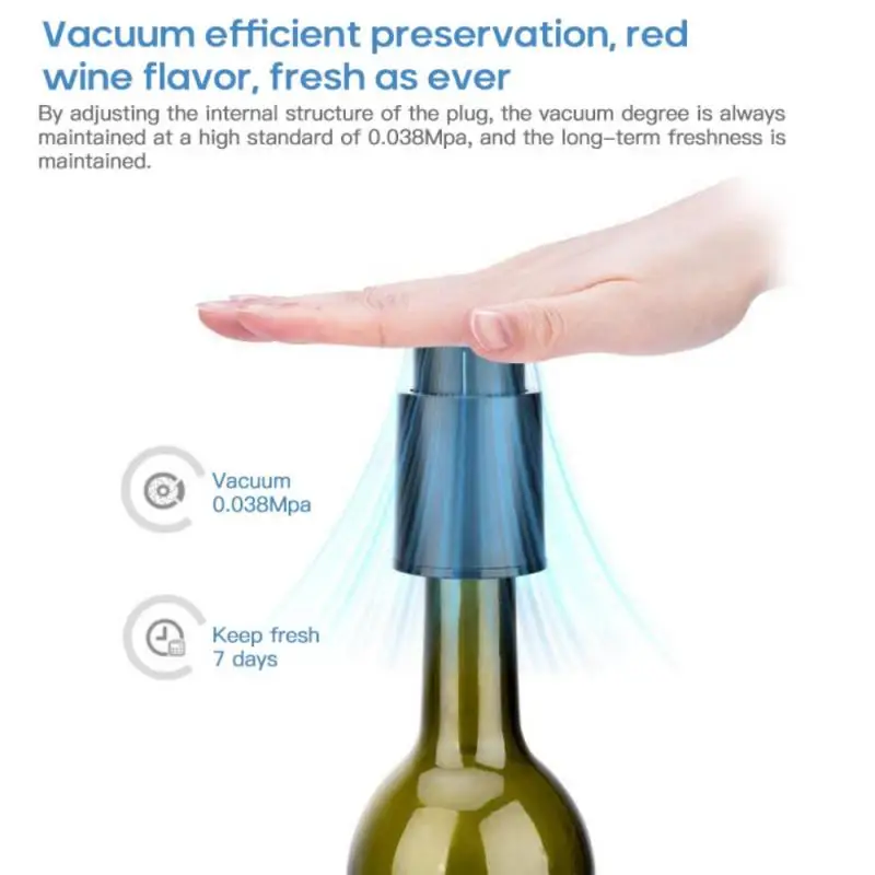 

1piece Household Black Wine Wine Vacuum Preservation Stopper Seal Bottle Bar Sealant Restaurant Tool Pump Kitchen Accessories
