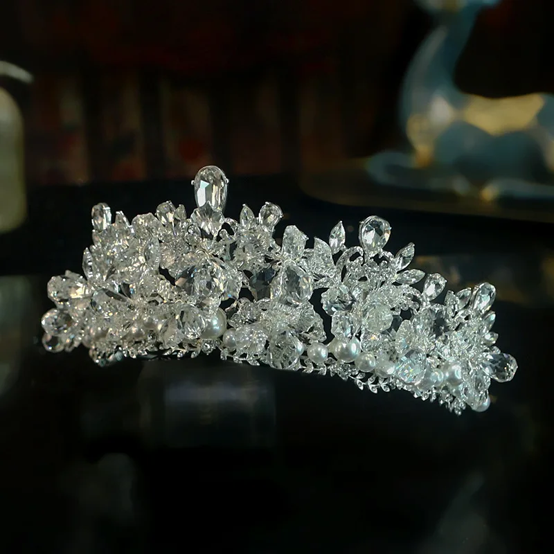 

Super Fairy Atmosphere Wedding Crown Earrings Sets Bridal Crystal Tiara Wedding Hair Accessories