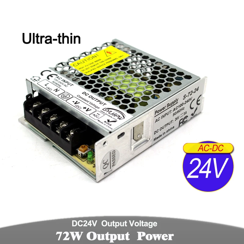 12V 24V DC источник питания 15W 24W 36W 72W 100W 120W Трансформаторы освещения 100-240v AC к DC12V DC24V SMPS