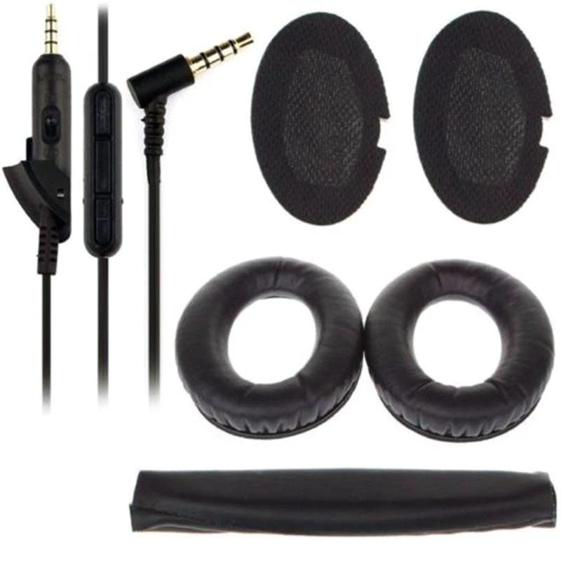 

Replacement Ear Pads Cushion + Extension 3.5mm Audio Cable Cord + Wired Earpads Headband for QC15 QC2 Earphone