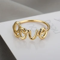 romantic letter love ring for women geometric creative finger rings engagemen wedding couple stainless steel jewelry gift