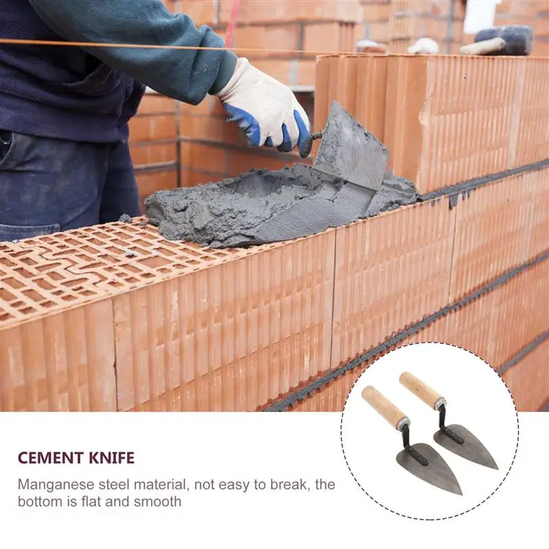 

2pcs Triangle Scraper Construction Household Brickie Plaster with Wood Handle for Worker Construction Home
