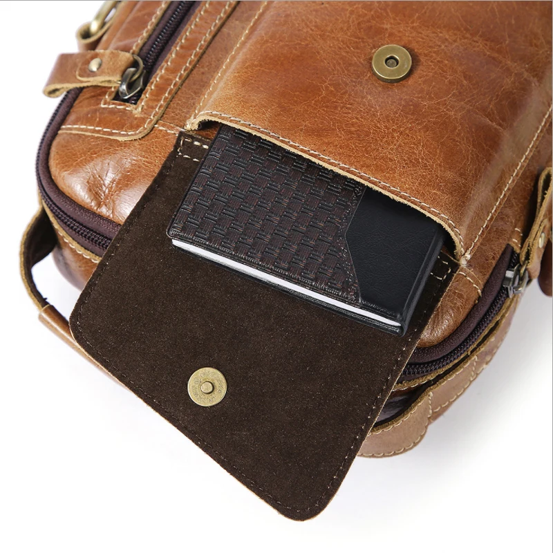 Мужская поясная сумка MAHEU из натуральной кожи на плечо мини плечо|waist pack|leather