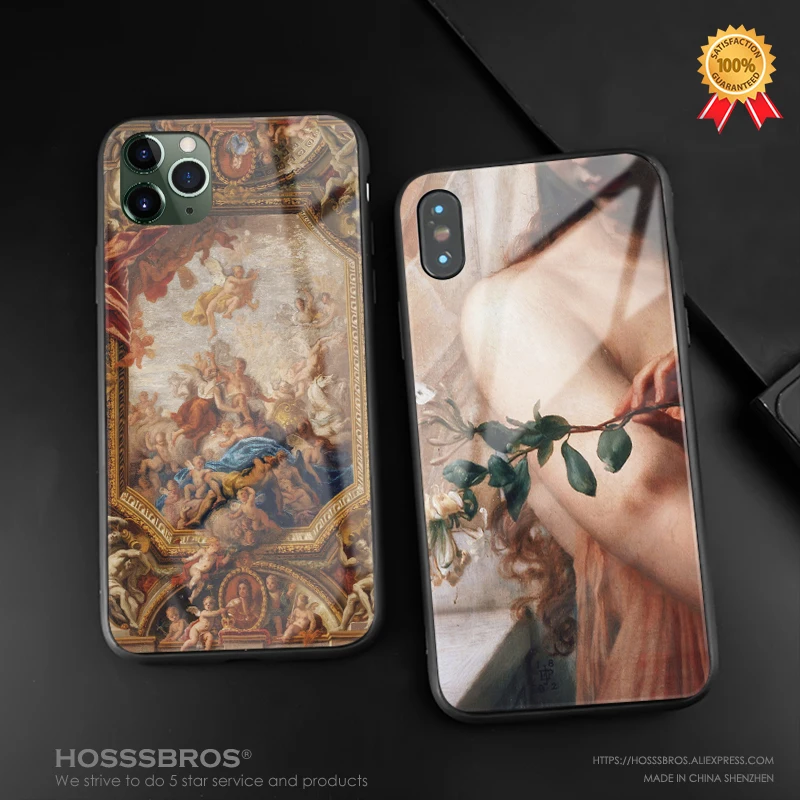 Мягкий силиконовый стеклянный чехол с рисунком на тему рождения венерины для iPhone