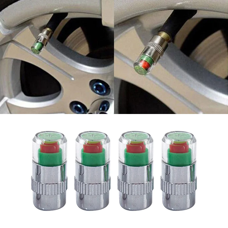 

4pcs 2.4 Bar 36 PSI Tire Pressure Monitor Pressure Gauge Cap Sensor Indicator Alert Monitoring Tools Kit Auto Accessories New