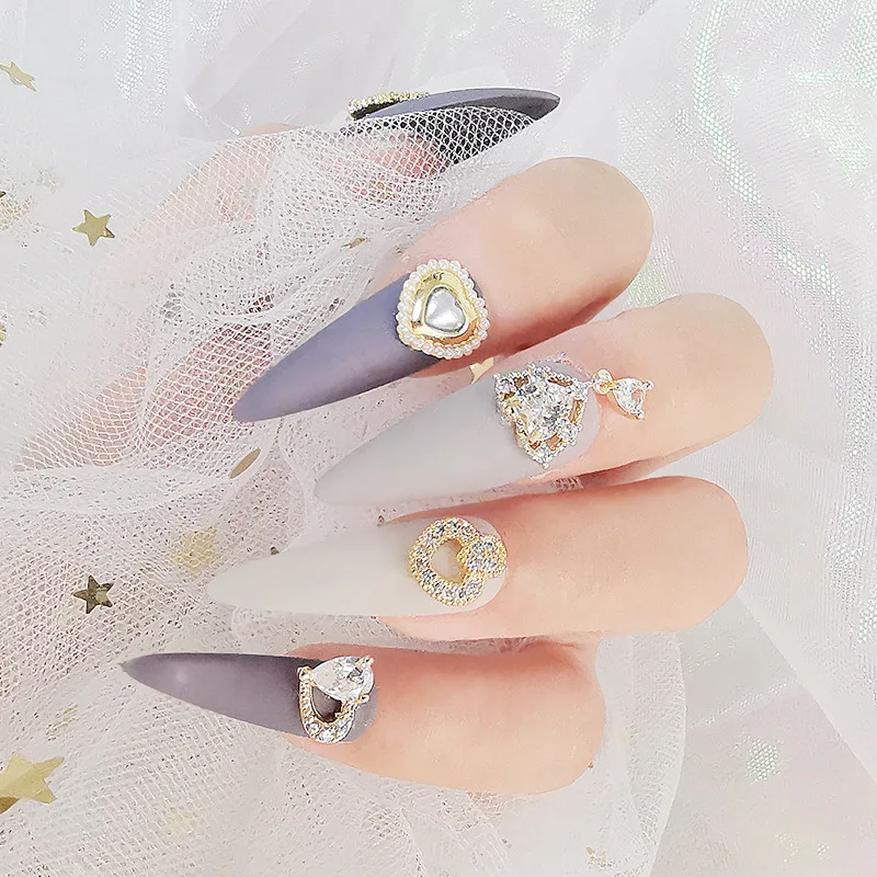 

Металлические ювелирные украшения для ногтей с 3D цирконом, японские украшения для ногтей, высококачественные кристаллы циркона, подвески д...