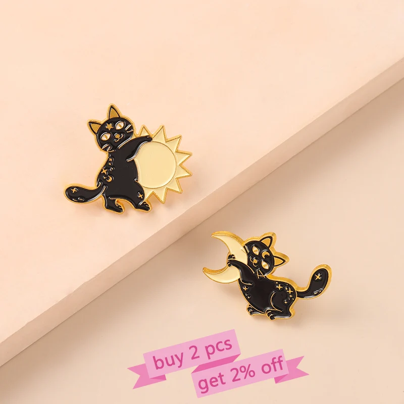 Эмалированные заколки для загадочной ночи под заказ солнце луна звезды готика