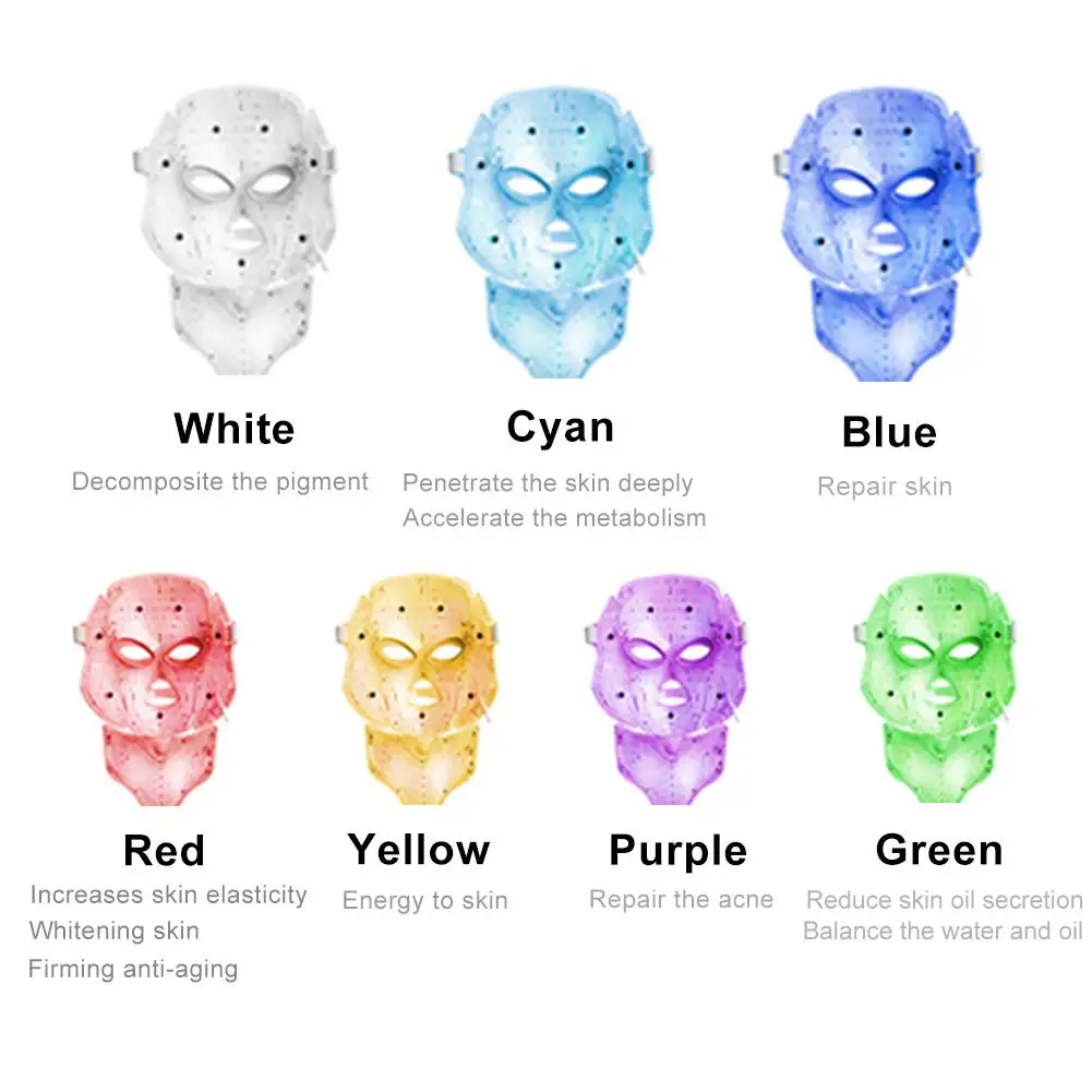 

7 Colors Light Therapy Facial Mask Touch Electric LED Photon Skin Rejuvenation Acne Freckle Removal Anti Wrinkle Skincare Beauty