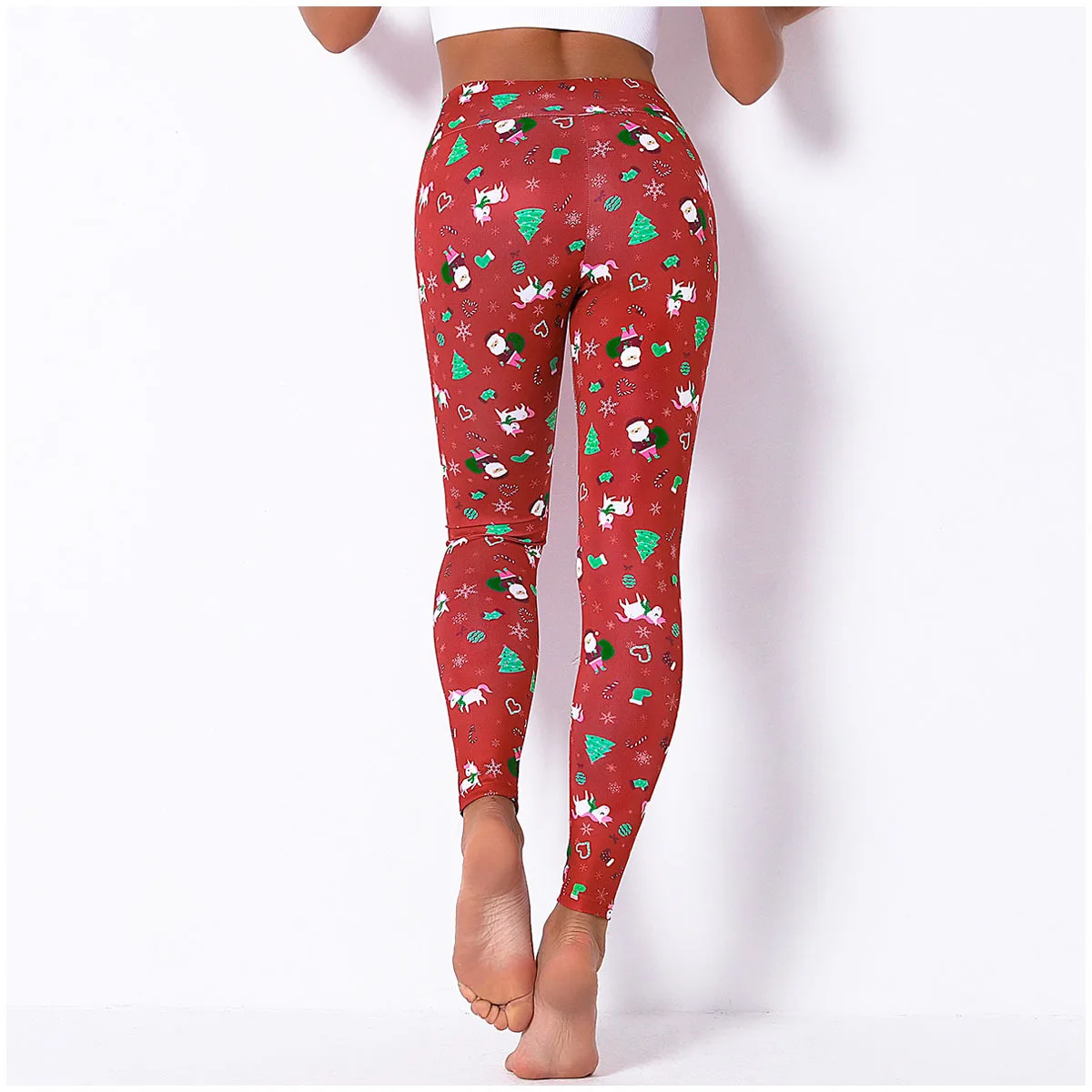 Рождественские женские брюки для йоги 2020 спортивные с высокой талией