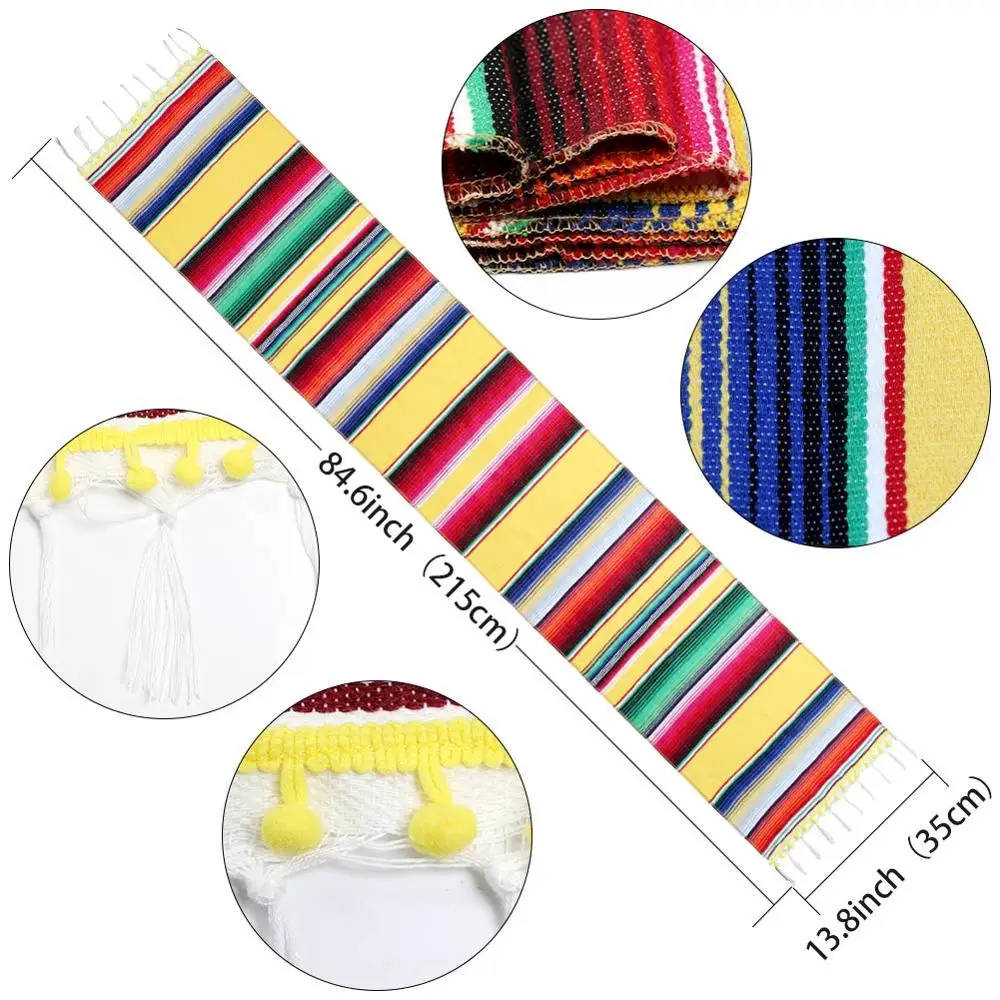 OurWarm мексиканские товары для вечеринок 215x35 см Serape хлопковая настольная дорожка