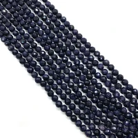 natural stone faceted round beads blue sandstone loose spacer beads for jewelry making necklace bracelet diy craft accessories