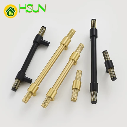 Т образная ручка из чистой меди Накатанная в черном и золотом стиле латунный ящик