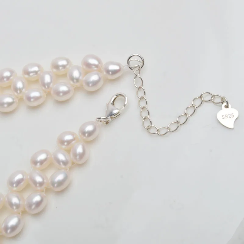 ASHIQI из настоящего натурального пресноводного жемчуга браслет 925 стерлингового