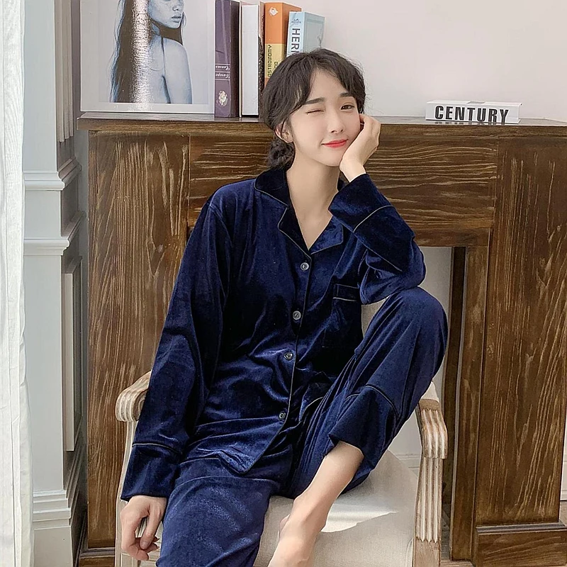 

Velvet Pajamas for Teen Girls Winter Warm Longer Wear Plus Size Long Sleeve Sleep Tops Plants Pijamas Women Sleepwear Nightwear