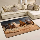 Декоративный квадратный фланелевый ковер с изображением лошадей, домашний ковер для гостиной, напольный коврик, ковер для спальни