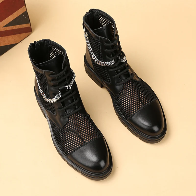 Мужские летние сандалии-гладиаторы с металлической цепочкой дышащие сандалии