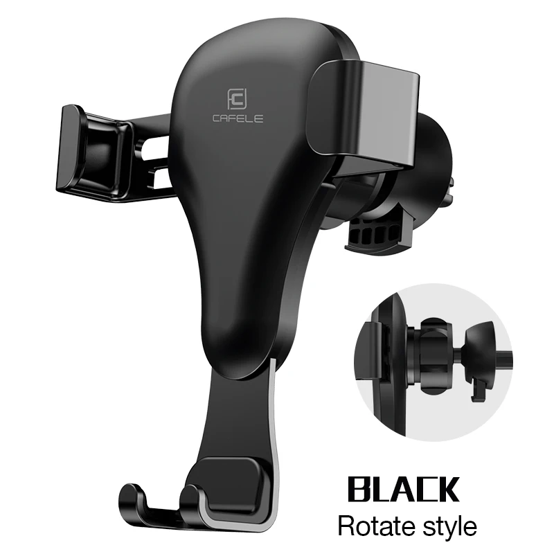 Black Rotate style CAFELE гравитационный реакционный Автомобильный держатель для мобильного телефона с зажимом, автомобильный держатель для iPhone, samsung, huawei, xiaomi - Цвет: Black Rotate style