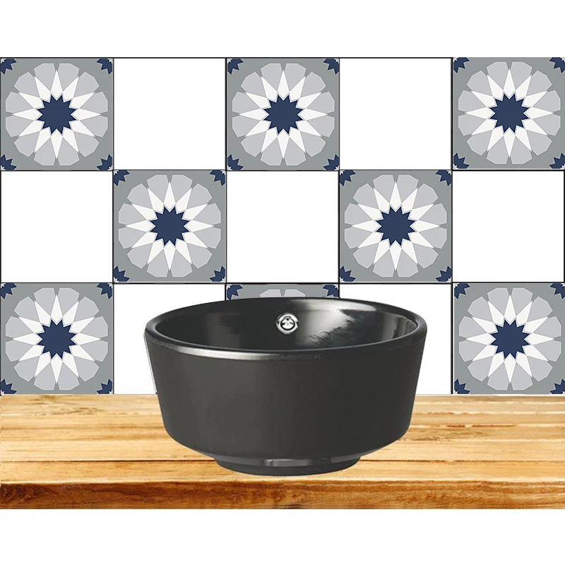 

Retro Tiles Wall Stickers for Bathroom Tile Stickers Decor Adhesive Waterproof Wall Stickers Kitchen Waist Line