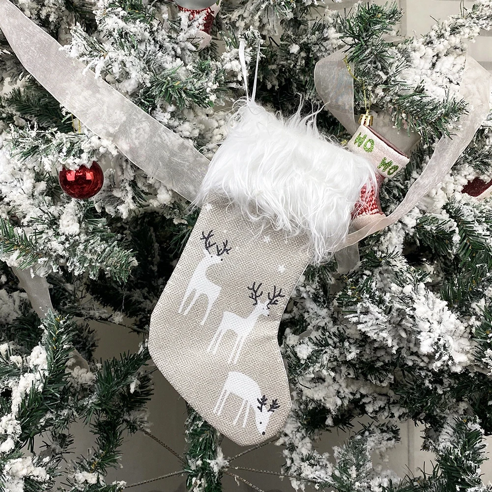 Новогодние и рождественские чулки конфетные сумки украшения для рождественской