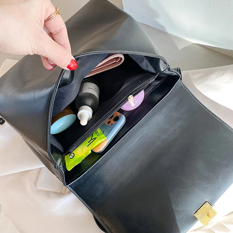 

Casual Square Flap Women Shoulder Bags Large Capacity Pure Color Messenger Lady Bag Quality PU Leather Ladies Handbag Sacs Cabas