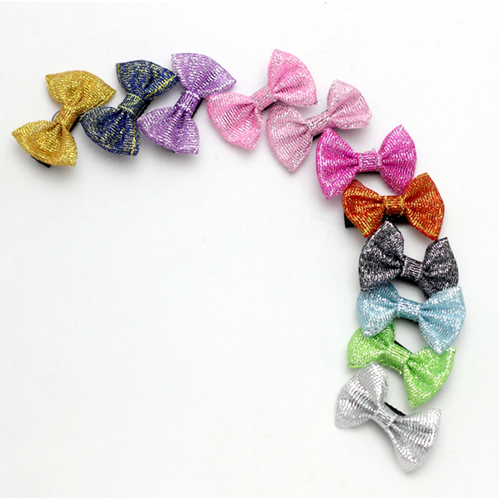 1.6" Small Shiny Ribbon Bow Hairpin for Baby Girls Barrettes Newborn Fine Wispy Hair Mini Latch Girls Hair Clip Pet Headwear