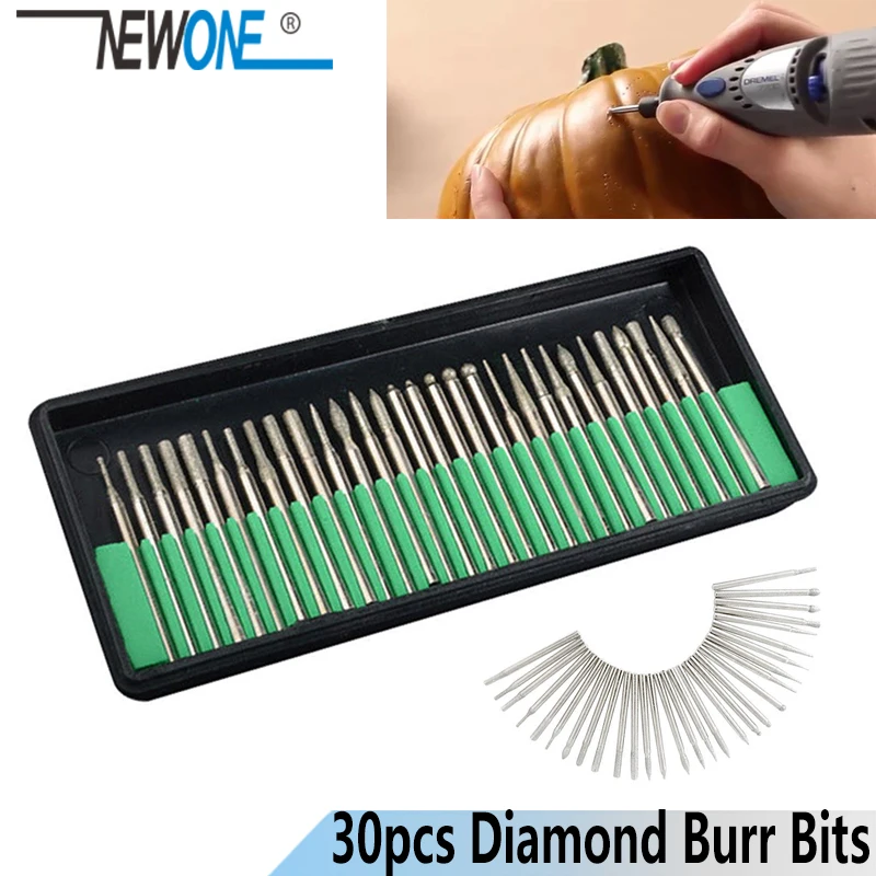 

20PCS 2.35mm/30PCS3.0mm Diamond Burr Bits Drill For Engraving Carving Rotary Tool