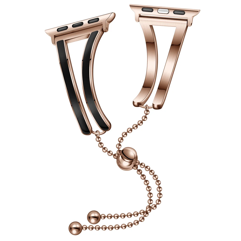 rose-black Женский ремешок для Apple watch band 38 мм 42 мм iWatch 4 band 44 мм 40 мм браслет из нержавеющей стали Apple watch 4 3 2 1 38/40 ремешок для часов - Цвет ремешка: rose-black