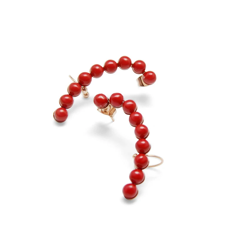 Хит продаж Разноцветные серьги гвоздики с красным жемчугом для женщин роскошные