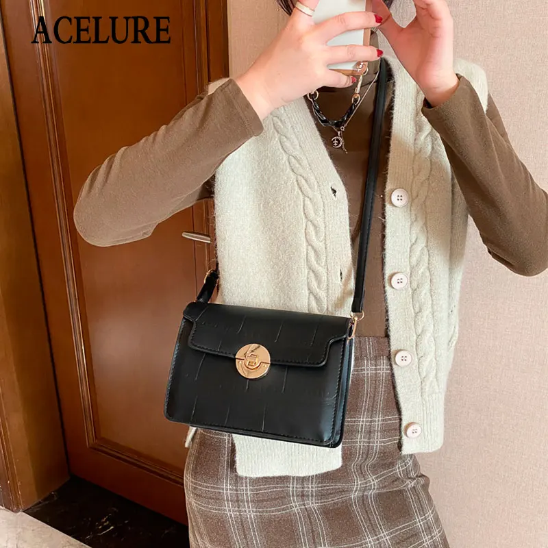 

ACELURE All-match Fashion Vintage Small Shoulder Crossbody Bags Mini Solid Color Women Casual PU Leather Messenger Shopping Bags