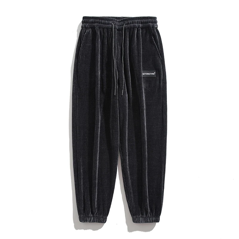 

2021 Autumn Corduroy Sweatpants Trousers Men Harem Pants Retro Casual Drawstring Man Male Daily Dress M-5XL