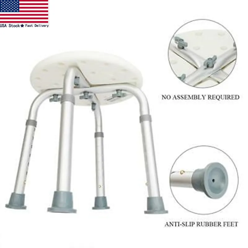 Круглый стул для ванной и душа высотой 7 дюймов противоскользящий белый|Детали