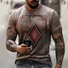 Мужская футболка, летняя мужская футболка большого размера, новинка 2021, повседневная спортивная футболка с 3D принтом игральных карт
