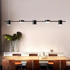 Черные светодиодные подвесные светильники для ресторана, столовой, гостиной, кухни, современные подвесные светильники, домашние осветительные приборы с 6 лампами
