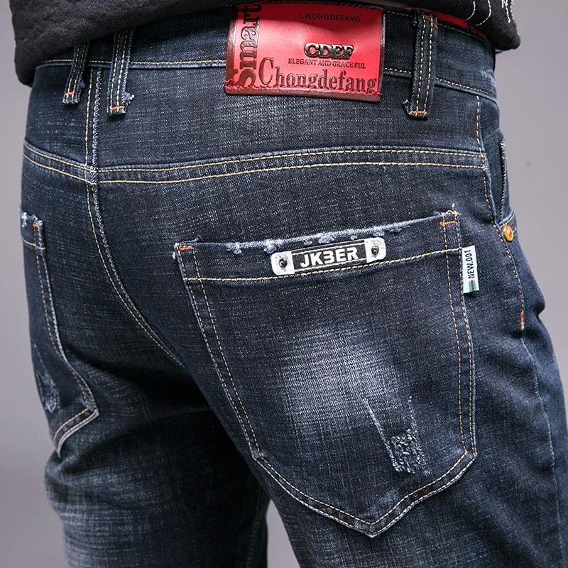 

Jeans men embroidered jeans men ripped jeans black fashion