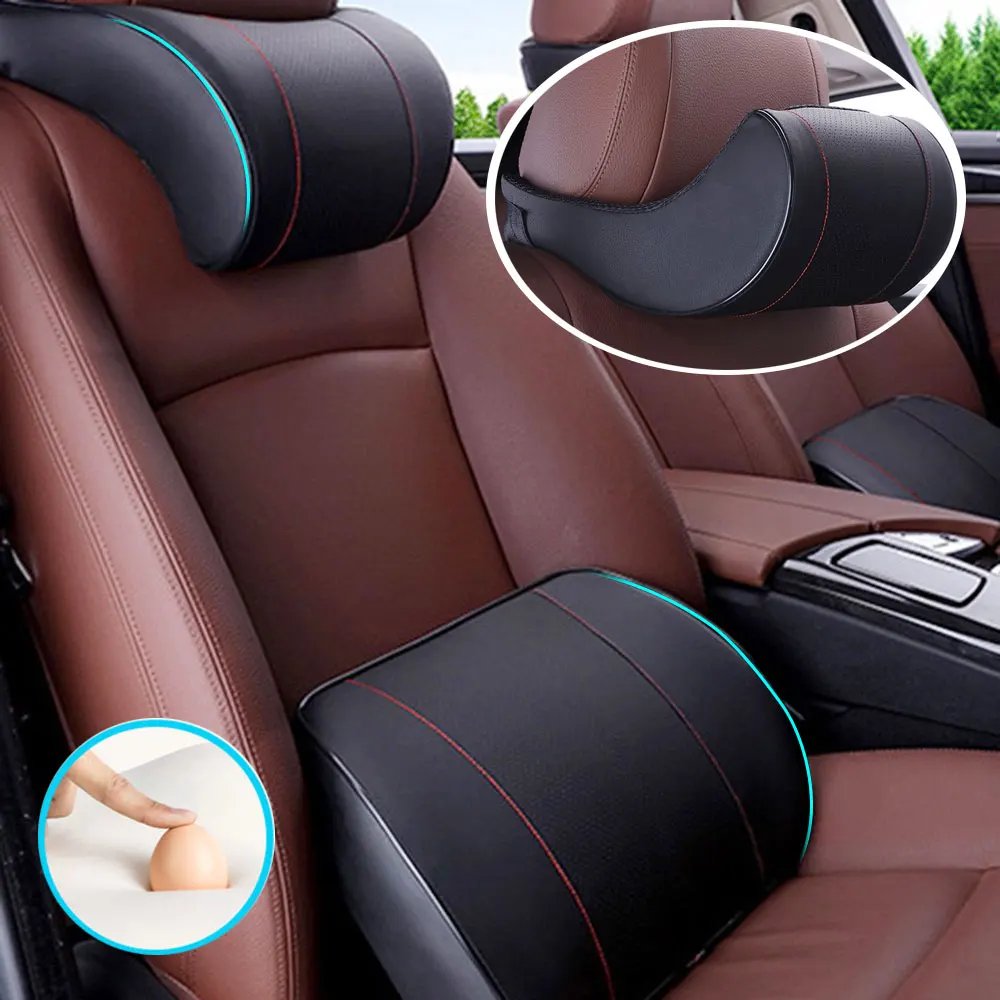Автомобильная поясничная опора кожаная подушка для шеи 3D подголовника сиденья