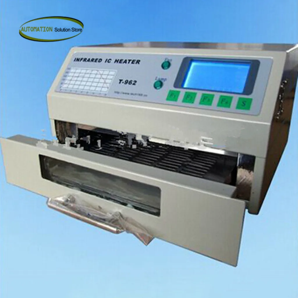 

Small Reflow Soldering Machine T-962 Infrared IC Heater T962 Reflow Solder Oven BGA SMD SMT Rework Station Smoke Upgrade