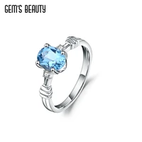 gems beauty 925 sterling silver oval cut rings natural swiss blue topaz handmade solitaire rings for women romantic gift