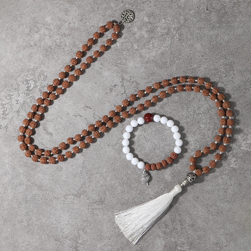 OAIITE здоровый Мала ожерелье ювелирные изделия из тибетского серебра 108 очарование