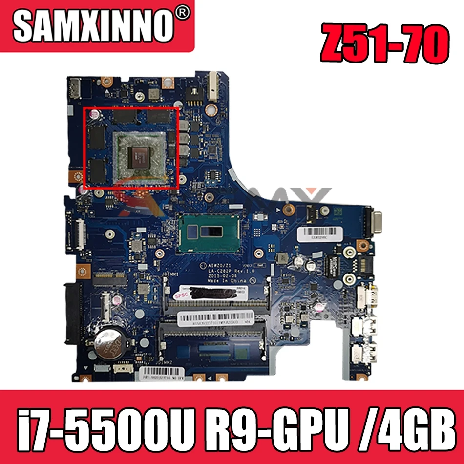 

5B20J23533 For LENOVO Ideapad Z51-70 Y50C Mainboard AIWZ0/Z1 LA-C282P Laptop motherboard SR23W i7-5500U R9-GPU /4GB