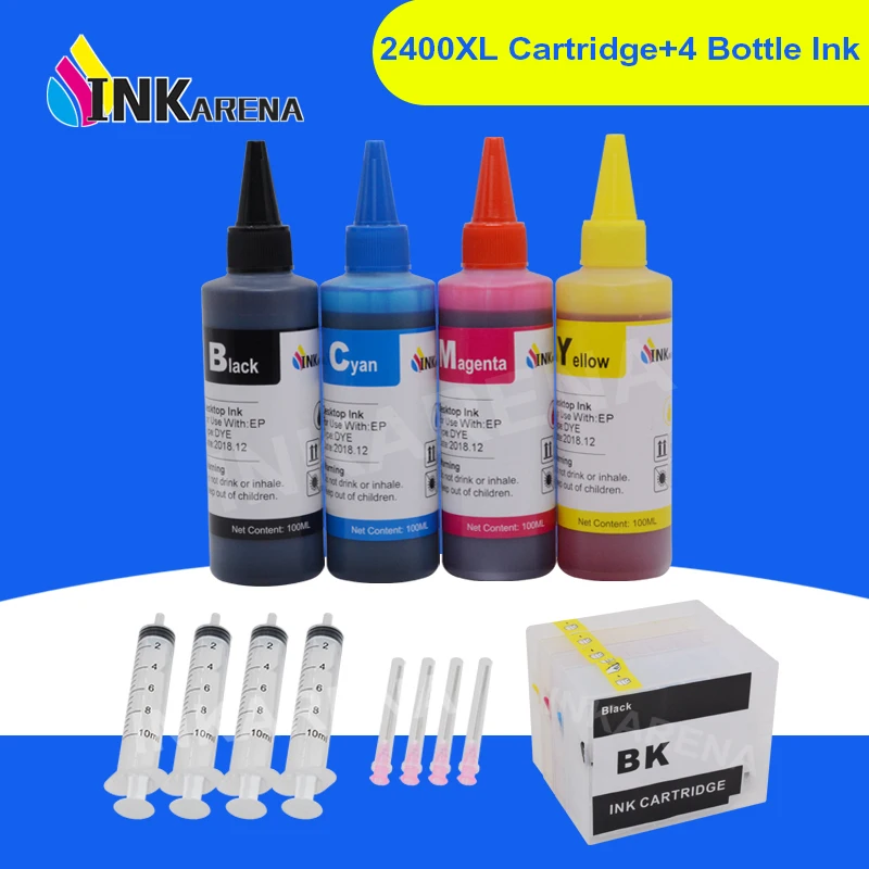 

INKARENA 4 Color PGI 2400 XL Printer Ink Cartridges + 4×100ml Ink For Canon MAXIFY IB4040 iB4140 MB5040 MB5140 MB5340 MB5440