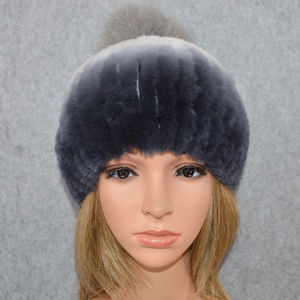 Новое российское изобретение женские натуральный шапка из меха кролика рекс